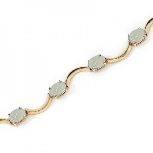 14K Yellow Gold Oval Opal Bracelet