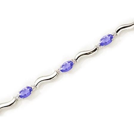 14K White Gold Oval Tanzanite and Diamond Bracelet