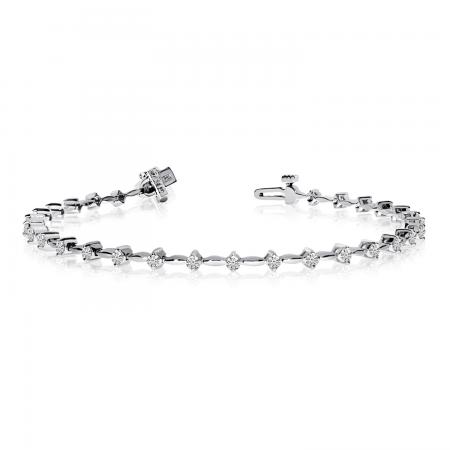 14k White Gold 1 Ct Diamond Bar Bracelet