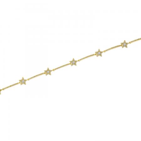 14K Yellow Gold Diamond Star Bracelet