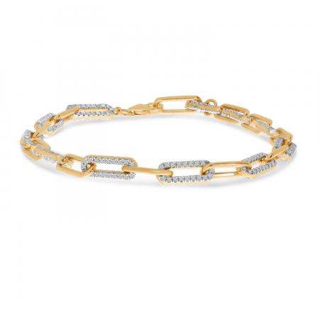 14K Rose Gold Diamond Paper Clip Link Bracelet