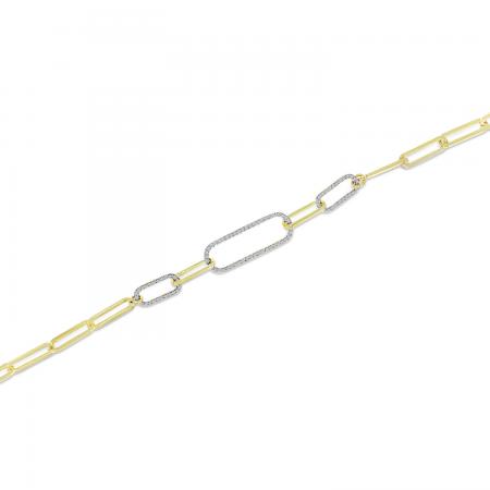 14K Yellow Gold Triple Paperclip Diamond Bracelet