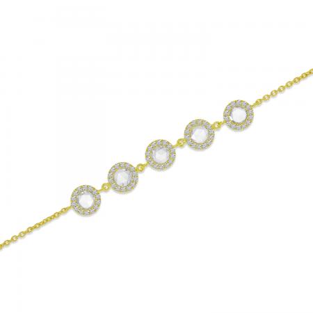 14K Yellow Gold Rose Cut Diamond Bolo Bracelet