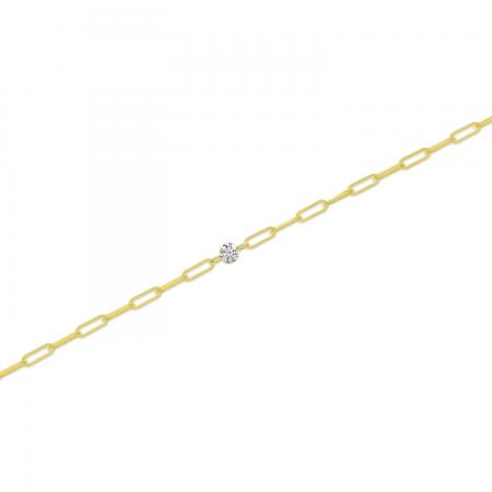 14K Yellow Gold Dashing Diamond Paperclip Chain Permanent Bracelet
