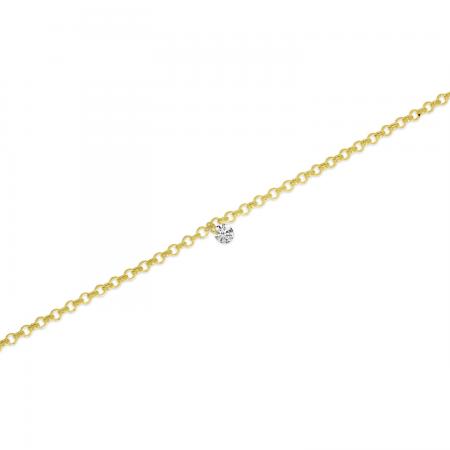 14K Yellow Gold Dashing Diamond Rolo Chain Permanent Bracelet