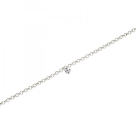 14K White Gold Dashing Diamond Rolo Chain Permanent Bracelet