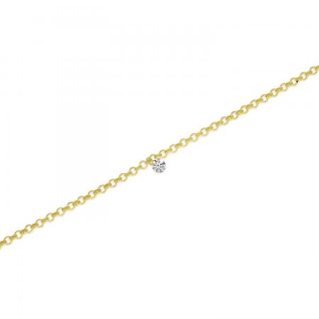 14K Yellow Gold Dashing Diamond Rolo Chain  Bracelet