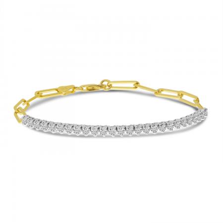 14K Yellow Gold 1.3 ct Diamond Paperclip Bracelet