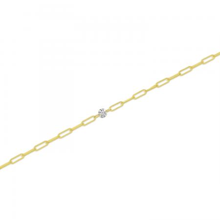 14K Yellow Gold Dashing Diamond Paperclip Chain Permanent Bracelet