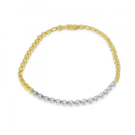 14K Two Tone Gold Diamond Heart Bracelet