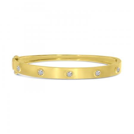 14K Yellow Gold Diamond Stationed Bangle