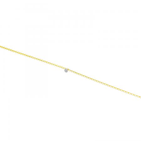 14K Yellow Gold Dashing Diamond Rolo Chain Permanent Bracelet