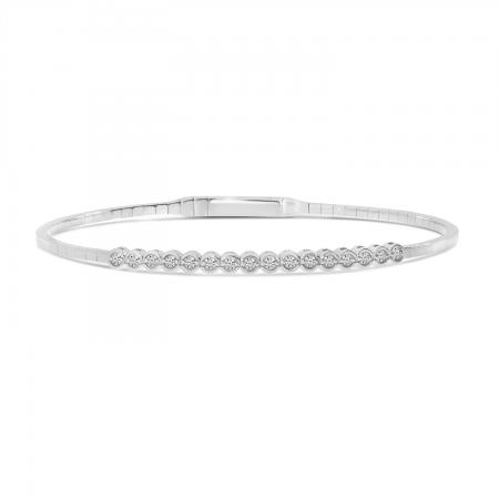 14K White Gold Diamond Bezel Half Flexible Bracelet