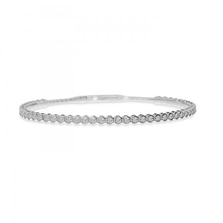 14K White Gold Diamond Bezel Flexible Bracelet