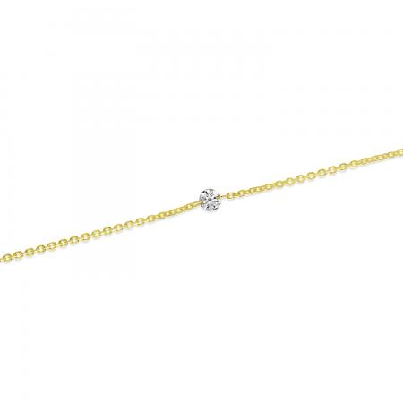 14K Yellow Gold Dashing Diamond Cable Chain Permanent Bracelet