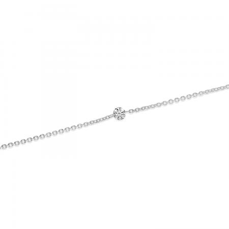 14K White Gold Dashing Diamond Cable Chain Permanent Bracelet