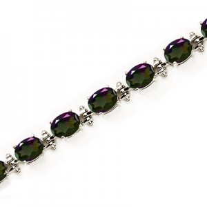 14K White Gold Oval Mystic Topaz Bracelet