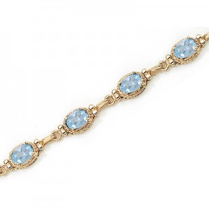 14K Yellow Gold Oval Aquamarine Bracelet