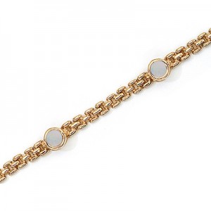 14K Yellow Gold Round Opal Bracelet