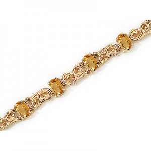 14K Yellow Gold Oval Citrine Bracelet