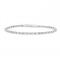 14K White Gold Diamond Bar Flexible Bracelet