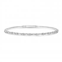 14K White Gold Three Diamond Flexible Bracelet