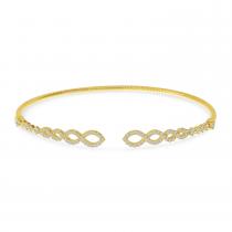 14K Yellow Gold Diamond Flex Infinity Bangle Bracelet