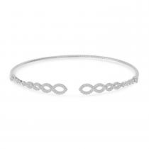 14K White Gold Diamond Flex Infinity Bangle Bracelet