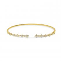 14K Yellow Gold Diamond Flex Floral Bangle Bracelet