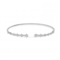 14K White Gold Diamond Flex Floral Bangle Bracelet