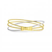 14K Two Tone Gold Diamond Triple Strand Flexible Bracelet