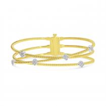 14K Yellow Gold Diamond Clover Triple Flexible Bracelet