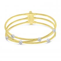 14K Yellow Gold Diamond Clover Triple Flexible Bracelet