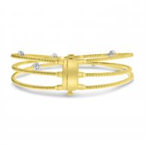 14K Yellow Gold Diamond Clover Triple Flexible Bracelet