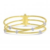 14K Yellow Gold Diamond Clover Triple Flexible Bracelet