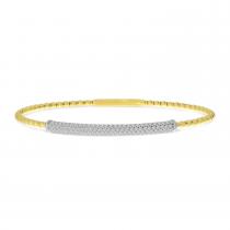 14K Two Tone Gold Diamond Pave Bar Flex Bracelet