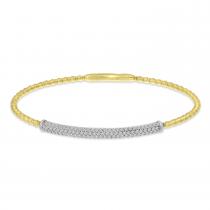 14K Two Tone Gold Diamond Pave Bar Flex Bracelet