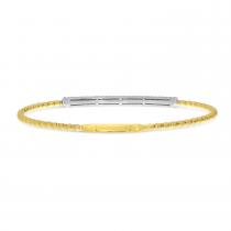 14K Two Tone Gold Diamond Pave Bar Flex Bracelet