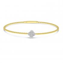 14K Yellow Gold Two-Tone Clover Flexible Bracelet