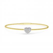 14K Two Tone Gold Diamond Heart Flexible Bracelet