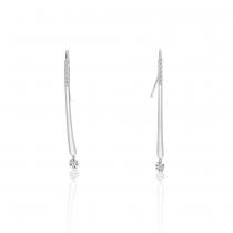 14K White Gold .27 ct Dashing Diamond Long Wire Hook Earring