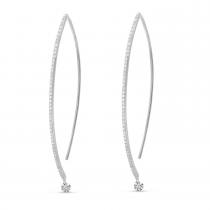 14K White Gold Dashing Diamond Linear Geometric Earrings