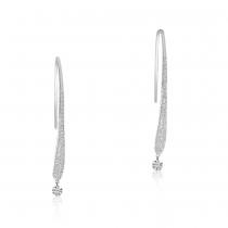 14K White Gold Pierced Diamond Dashing Diamond Wire Earrings