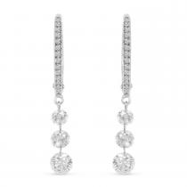 14K Yellow Gold Triple Diamond Dashing Diamond Leverback Earrings