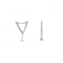 14K White Gold Dashing Diamond Petite Triangle Huggie Earrings