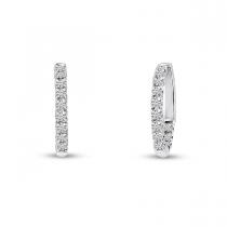 14K White Gold Small Oval Diamond Hoops