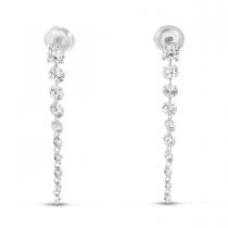 14K White Gold Dashing Diamond Stud with 10 Pierced Diamond Dangle Earrings