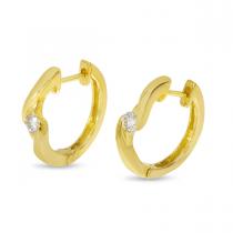 14K Yellow Gold Single Diamond Huggie Earrings