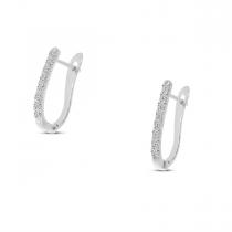 14K White Gold Diamond Hoop Earrings