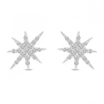 14K White Gold Diamond Starburst Earrings